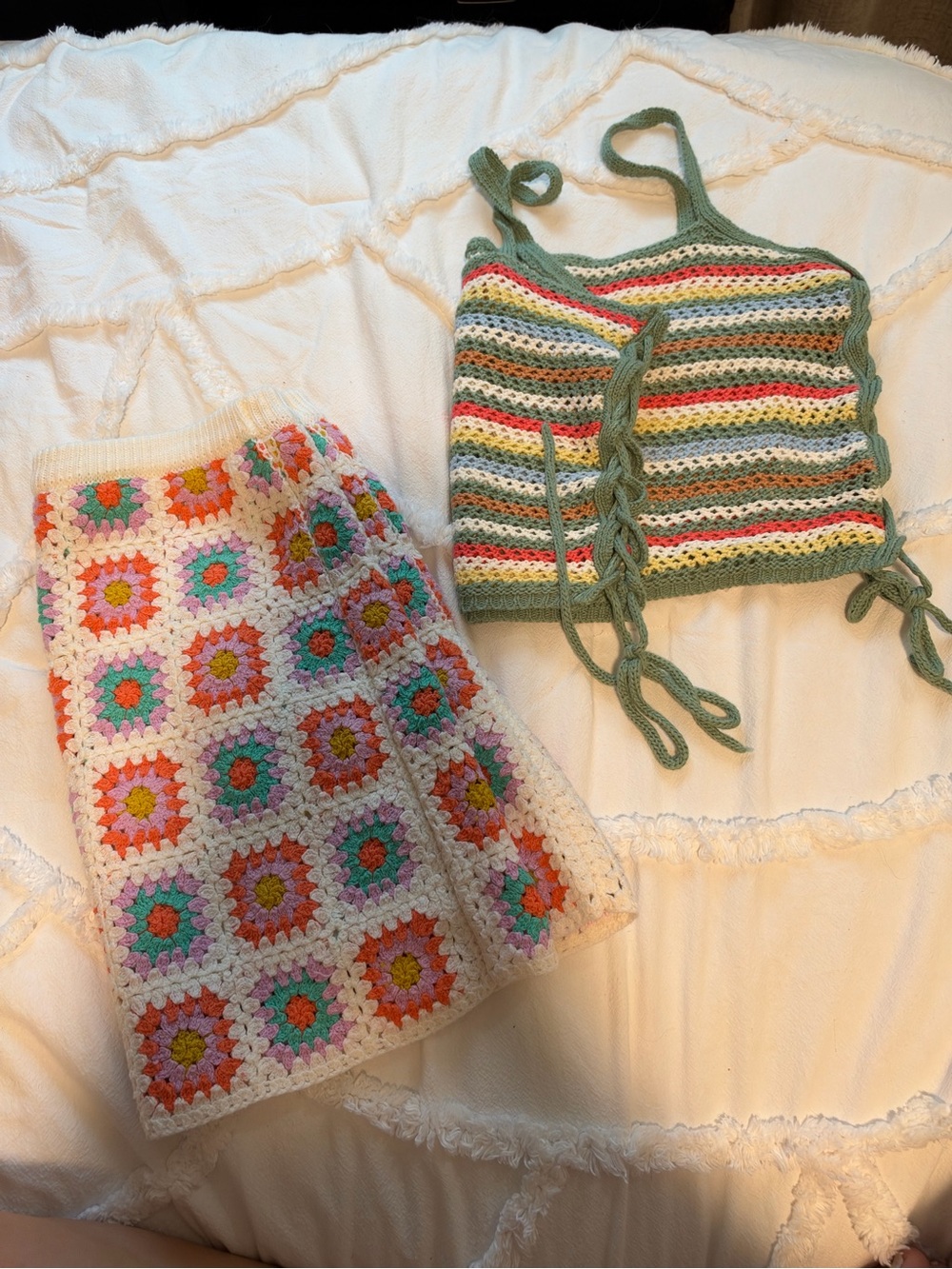 Boho Crochet Mini Skirt and Tank bundle